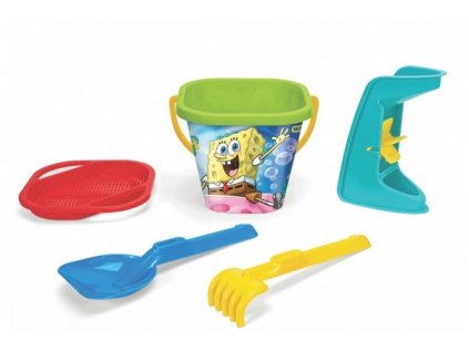 Sada na písek 5ks Sponge Bob plast 3 druhy v síťce 20x26x20cm 12m+ Wader