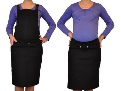 Be MaaMaa Těhotenské šaty/sukně s láclem - černé