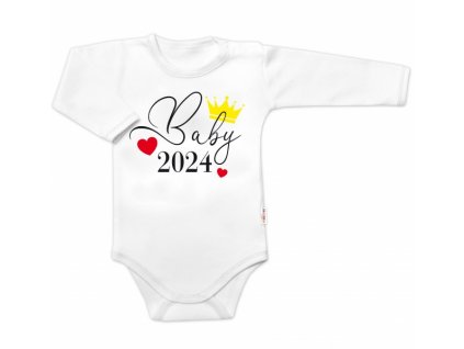 Body dlouhý rukáv Baby 2024, Baby Nellys, bílé, vel. 62