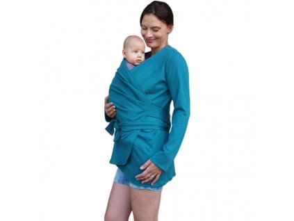 JOŽÁNEK Zavinovací kabátek pro nosící, těhotné - biobavlněný - petrolejový, vel. M/L