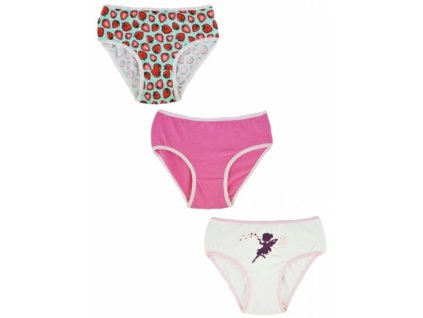 Dívčí bavlněné kalhotky, Strawberry- 3ks v balení, růžová/bílá/mátová, vel. 110/116 cm