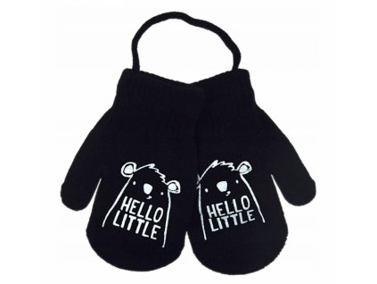 Zimní chlapecké rukavičky se šňůrkou Hello Little - černé, vel. 110