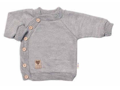 Dětský pletený svetřík s knoflíčky, zap. bokem, Hand Made Baby Nellys, šedý
