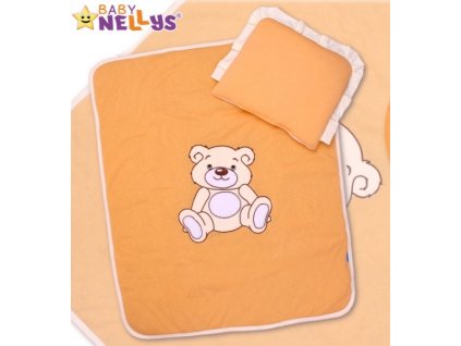 Baby Nellys 2-dílná sada do kočárku jersey Medvídek Teddy bear - broskvová
