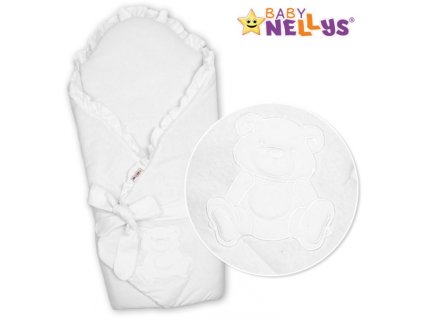 Baby Nellys Zavinovačka s výztuží Teddy Bear - jersey - bílá