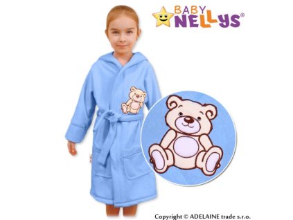 Baby Nellys Dětský župan - Medvídek Teddy Bear, 98/104 - sv. modrý