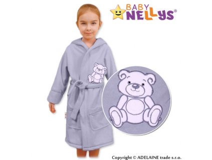 Baby Nellys Dětský župan - Medvídek Teddy bear - šedý