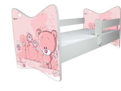 BabyBoo Dětská postýlka LUX Medvídek STYDLÍN růžový 140x70 cm