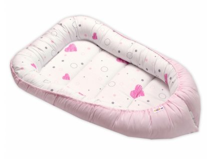 Oboustranné hnízdečko bavlna, I love Girl Baby Nellys, 55 x 75 cm, růžová/bílá