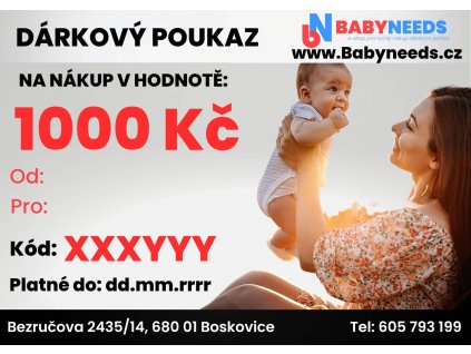 Dárkový poukaz 1000 Kč Babyneeds.cz