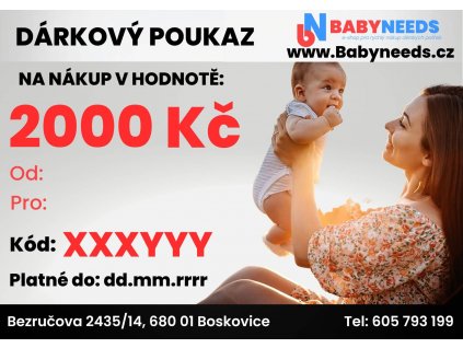 Dárkový poukaz 2000 Kč Babyneeds.cz