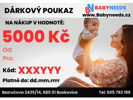 Dárkový poukaz 5000 Kč Babyneeds.cz