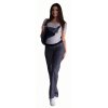 Be MaaMaa Těhotenské kalhoty s láclem - granátový melírek, vel. XL