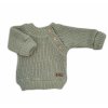 Pletený svetřík pro miminko s knoflíčky Lovely, prodloužené náplety, khaki, 56/62