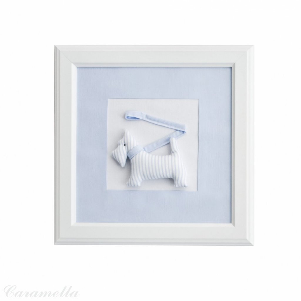 Caramella Baby Blue textilní obraz pejsek s vodítkem