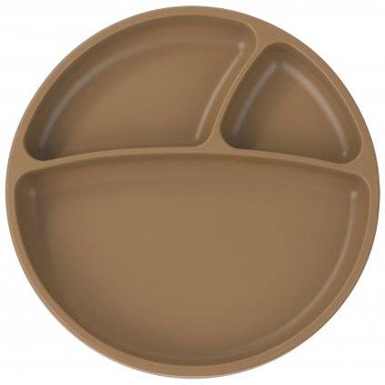 Silikónový delený tanier s prísavkou hnedý
