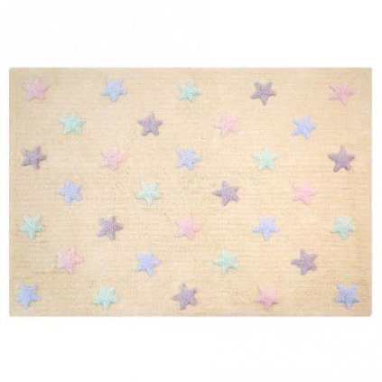 Lorena Canals bavlněný koberec Stars Tricolor vanilkový