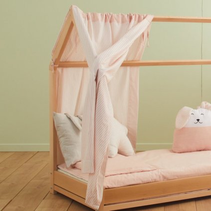 Nanán růžový závěs pro Montessori postel