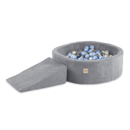 Suchý bazén s kuličkami Plush Nest manšestrový šedý
