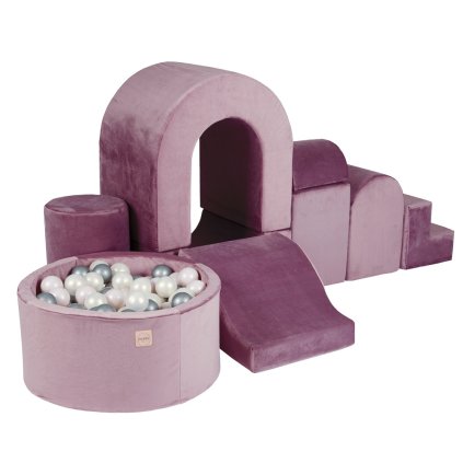 Plush Nest dětské hřiště velvet se suchým bazénem