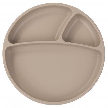 Silikónový delený tanier s prísavkou béžový