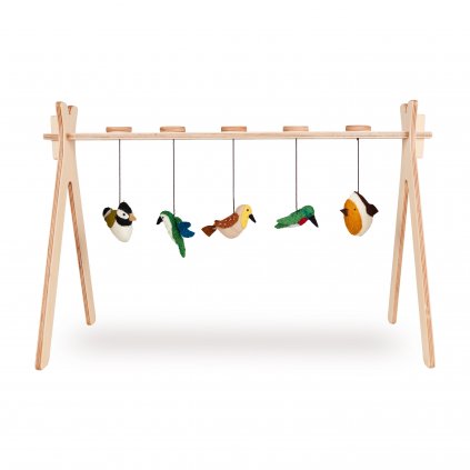 Quax drevená hrazda s hračkami Birds