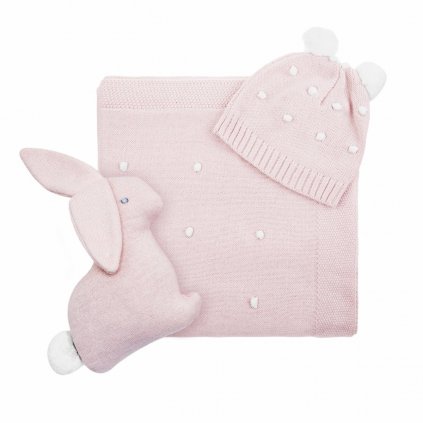 Caramella pletená súprava pre bábätko ružová