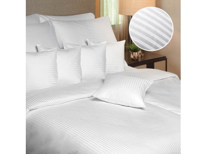 Povlečení atlas grádl bílé proužek 0,8 cm (Rozměr povlečení 140x200, 70x90)