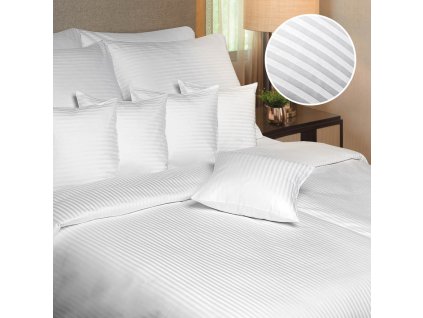 Povlečení atlas grádl bílý proužek 1 cm (Rozměr povlečení 140x200, 70x90)