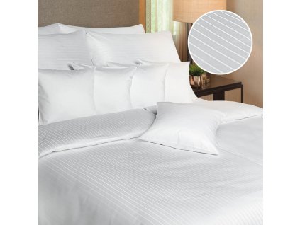 Povlečení atlas grádl Polycotton bílý pruh (Rozměr povlečení 140x200, 70x90)