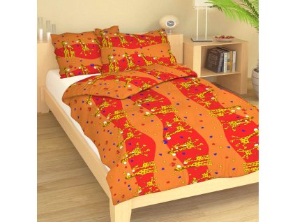 Povlečení bavlna do postýlky Žirafa červená (Rozměr povlečení 90x130, 45x60)