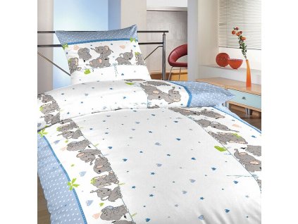 Povlečení krep Sloni denim (Rozměr povlečení 140x200, 70x90)