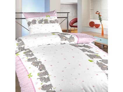 Povlečení krep Sloni růžoví (Rozměr povlečení 140x200, 70x90)