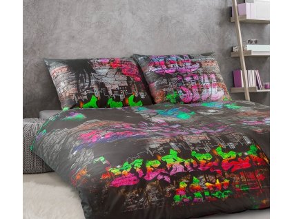 Povlečení satén Geon Graffiti art (Rozměr povlečení 140x200, 70x90)