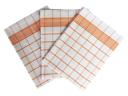 kuchynske uterky 3ks negativ egyptska bavlna bila oranzova dadka vracov