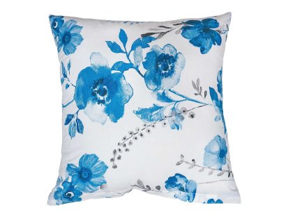 Povlak na polštář flanel Kvítí modré na bílém (Rozměr 40x40)