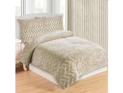 Povlečení mikroflanel struktura Vlnka béžová (Varianta 140x200, 70x90 cm)
