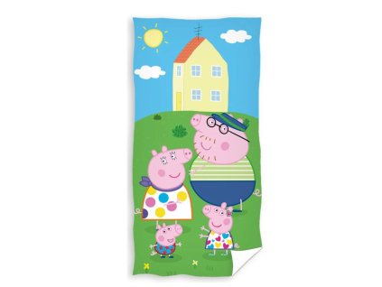 Osuška Prasátko Pepina Zábava na zahradě (Barva Modrá, Zelená)