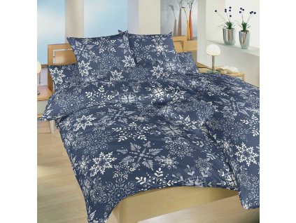 Povlečení bavlna Snowflakes tmavě modré (Varianta 140x200, 70x90 cm)