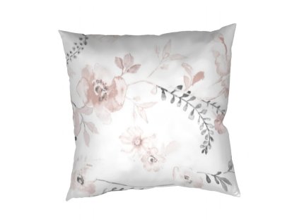 Povlak na polštář krep Kvítí pudrové na bílém (Rozměr 70x90)