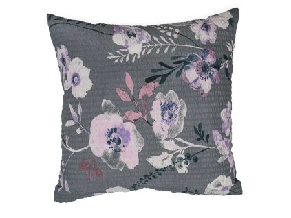 Povlak na polštář krep Kvítí na šedém (Rozměr 70x90)