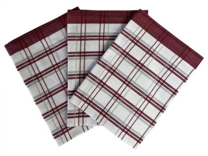 kuchynske uterky 3ks extra sava tradicni karo bordo dadka vracov