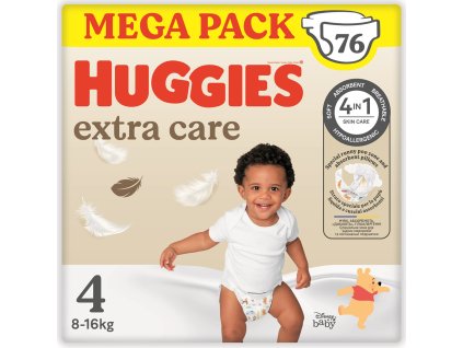 HUGGIES® Plienky jednorazové Extra Care veľ. 4 (8-14 kg), 76 ks BOX