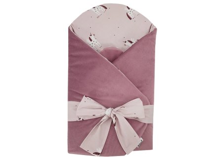 EKO Zavinovačka bavlnená s velvet a kokosovým vnútrom mašľa Unicorn 75x75cm