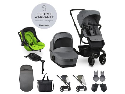 EASYWALKER Set 4XL Kočík kombinovaný Harvey3 Fossil Grey/Spring Green s príslušenstvom