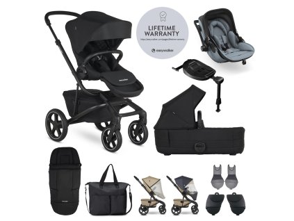 EASYWALKER SET XXL Kočík Jimmey Pepper Black + KIDDY Evoluna i-size 2