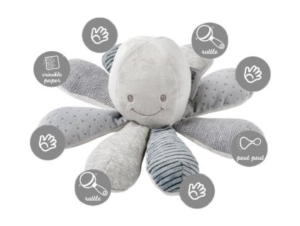 NATTOU Hračka chobotnička edukačná 8 aktivít Lapidou grey