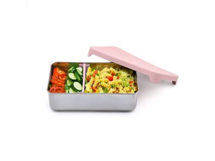 Nerezový Bento box 740 ml so silikónovým viečkom - růžový