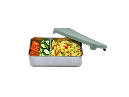 Nerezový Bento box 740 ml so silikónovým viečkom - zelený