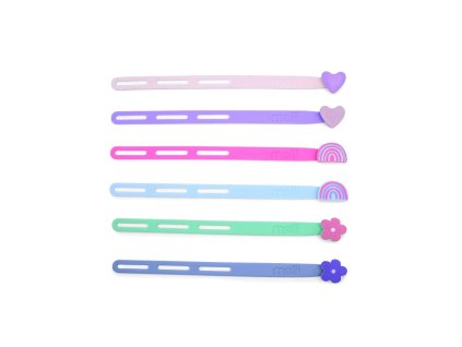 Silikónové gumičky na wrapy 6 ks – dúha, srdce